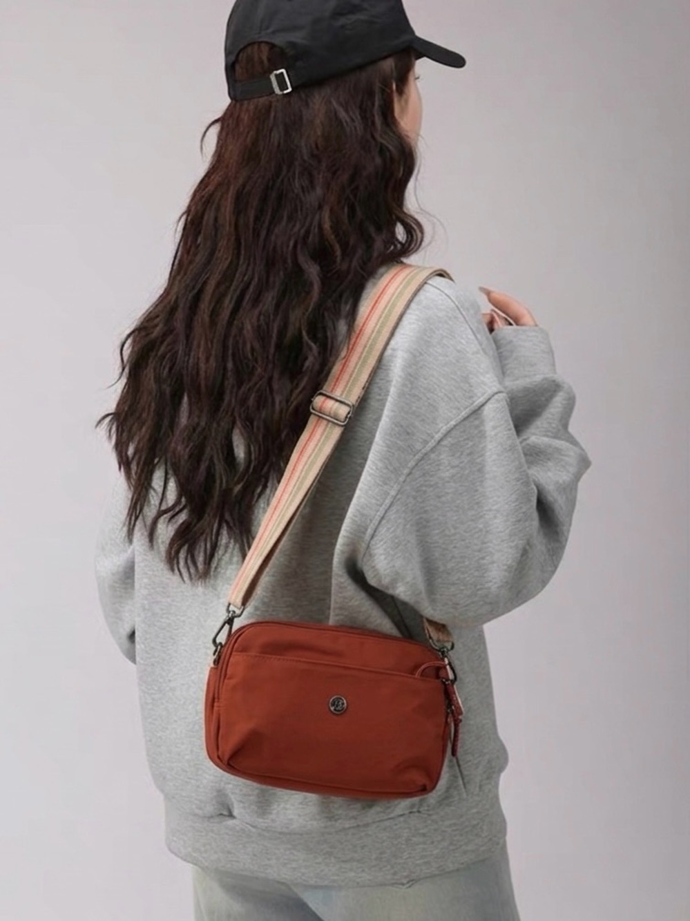 Minimalist Nylon Crossbody Bag Multi-Compartment Water-Resistant New
